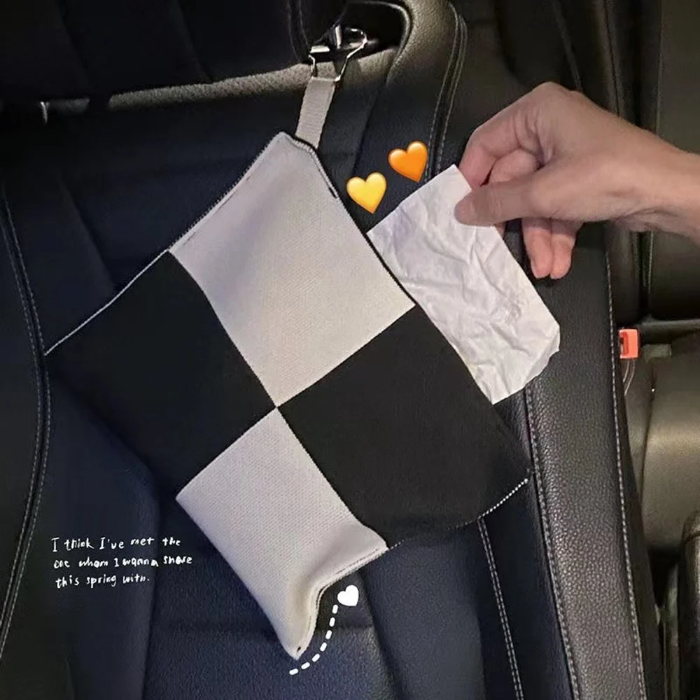 Knitted Tissue Holders — Four-Block — Black / White