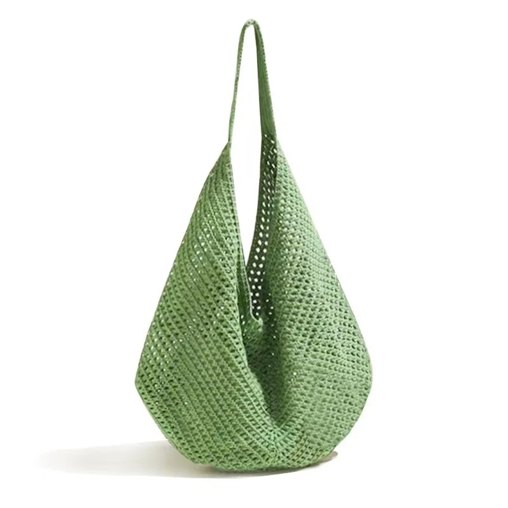 Open-Knit Shoulder Bags — Graphic — Green
