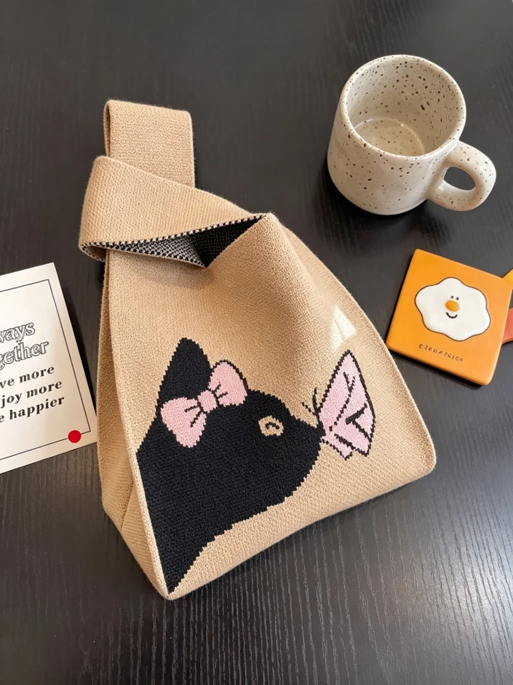 Loop-Handle Knitted Bags — Butterfly
