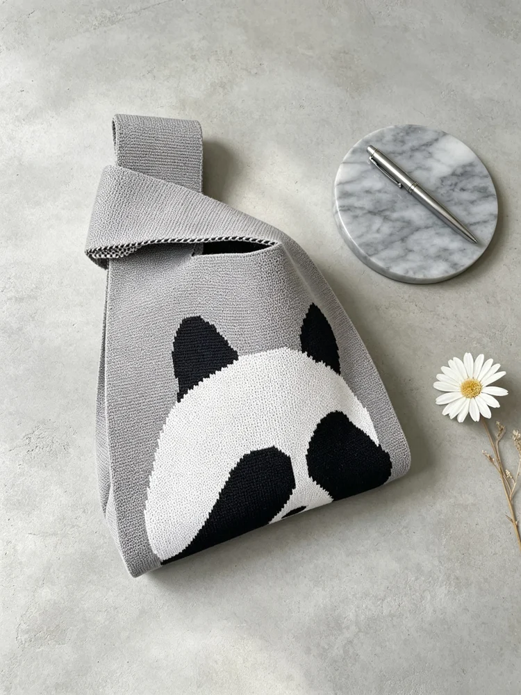 Loop-Handle Knitted Bags — Bear