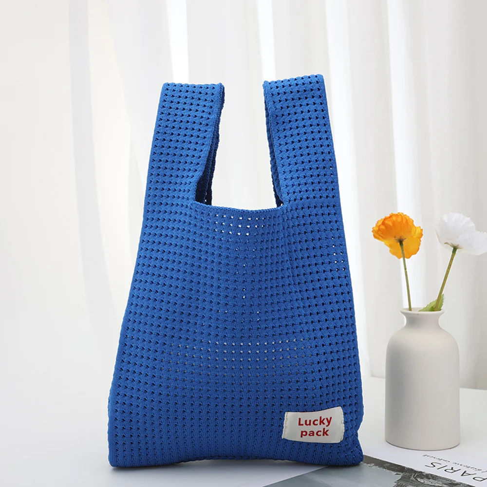 Openwork Loop-Handle Bags — Graphic — Blue